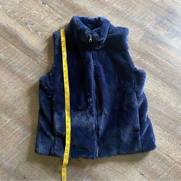 J. Crew Vest Plush Royal Blue Vegan Fur Medium Outerwear - Picture 11 of 12